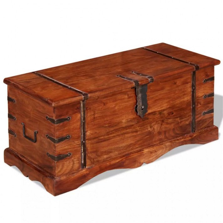 Coffre de rangement en bois de sheesham massif de couleur miel et de 90x40 cm VidaXL