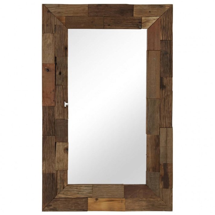 Espejo rectangular de madera reciclada marrón VidaXL