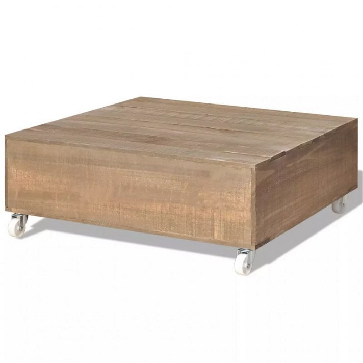 Tavolino in legno massiccio con cuscinetti a sfera Vida XL
