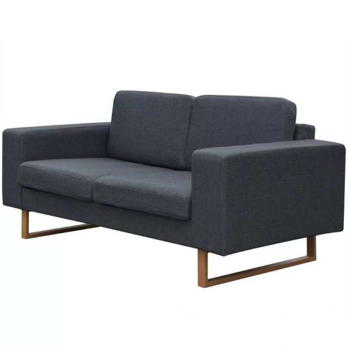 Sofá de 2 lugares estofado em tecido com almofadas de assento e costas 156 cm de cor cinzento escuro Vida XL