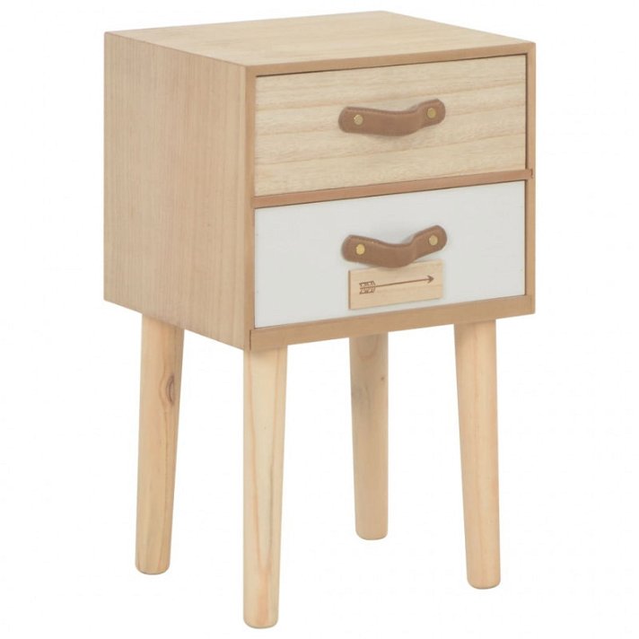 Mesa de cabeceira com gavetas de MDF e madeira de pinus Vida XL