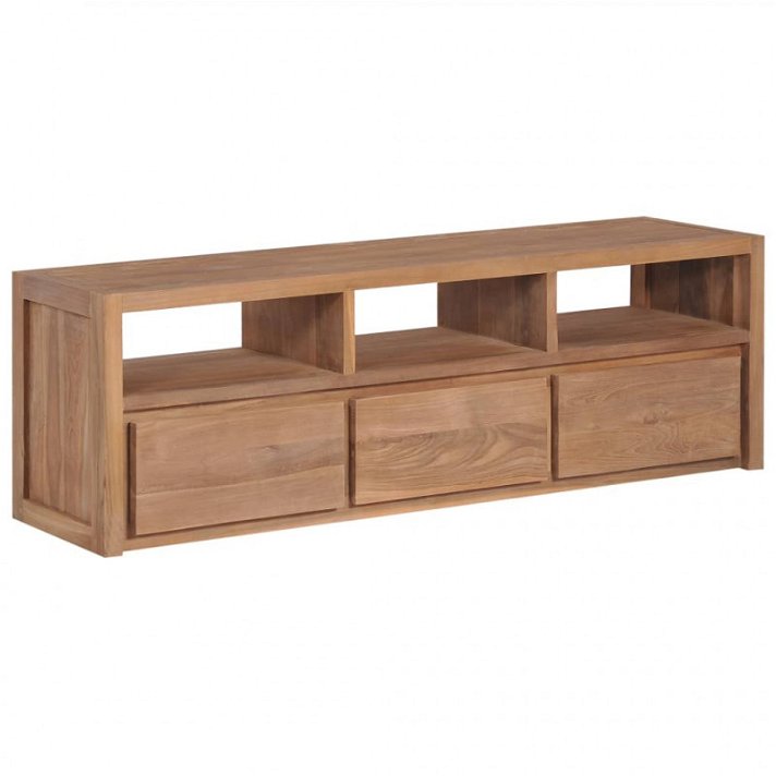 Mueble para TV de madera teca natural de 120x30 cm con estantes y cajones Vida XL
