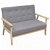 Sofá de 2 plazas con reposabrazos de madera tapizado con tela de poliéster 113x67 cm gris claro Vida XL