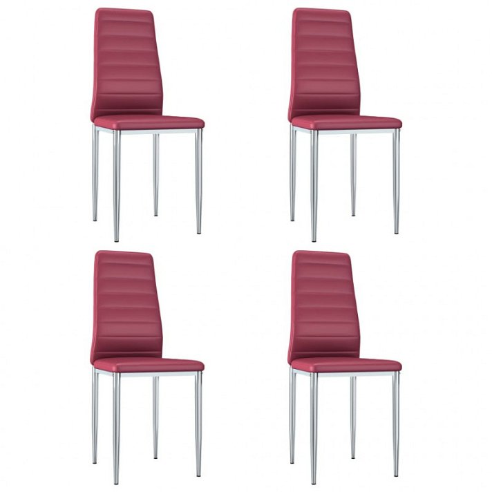Set de sillas de comedor 4 unidades realizadas en cuero sintético de color rojo Vida XL