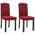 Set di sedie di tessuto con gambe di legno massiccio rosso vino Vida XL