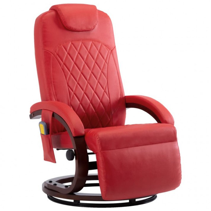 Poltrona massaggiante reclinabile pelle sintetica rossa Vida XL
