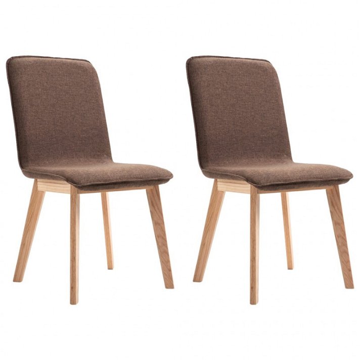 Conjunto de cadeiras modernas de tecido com pernas de carvalho castanho Vida XL