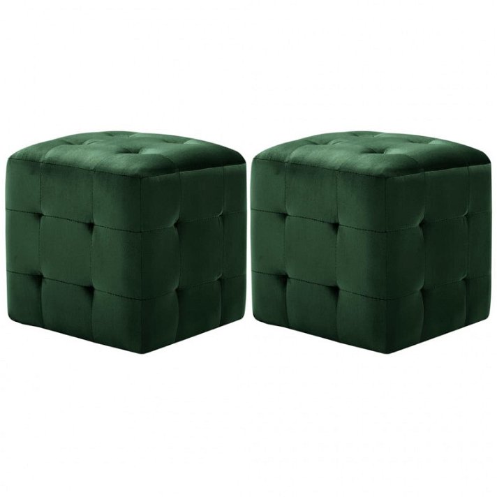Set di tavolini in velluto verde da 30 cm Vida XL