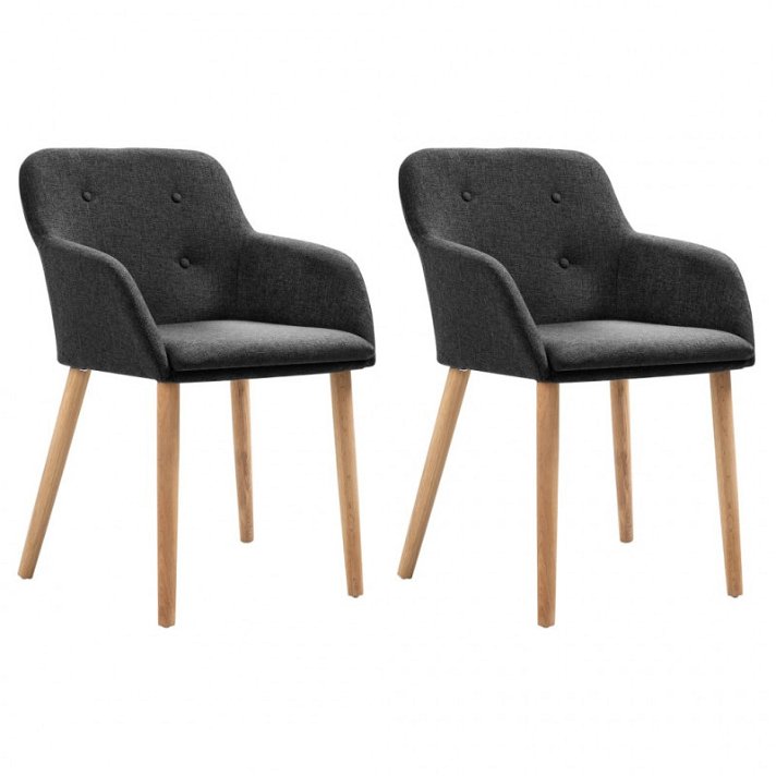 Set di sedie per sala da pranzo in legno e tessuto con finitura di colore grigio scuro Vida XL