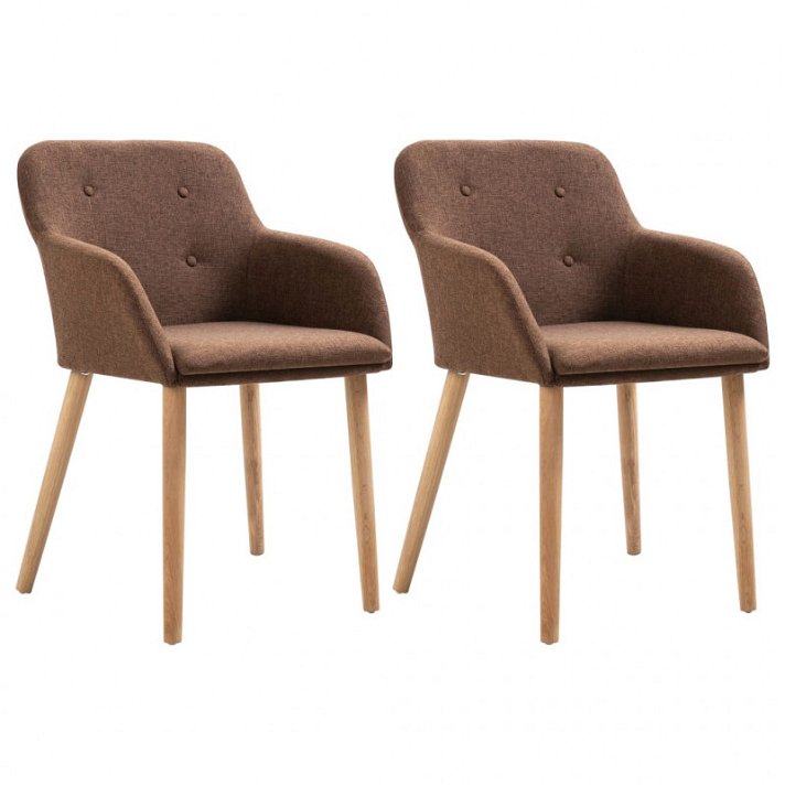 Conjunto de cadeiras de tecido com pernas de carvalho castanho Vida XL