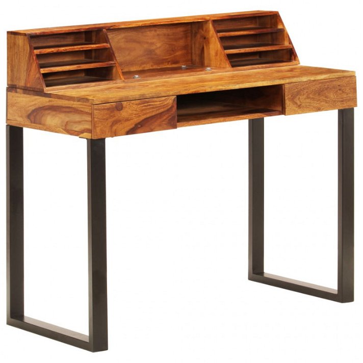 Mesa de madeira de sheesham sólida e de aço 110x50x94cm Vida XL
