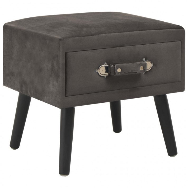 Mesa de cabeceira com design de maleta de 40 cm cor cinzento de veludo com uma gaveta Vida XL