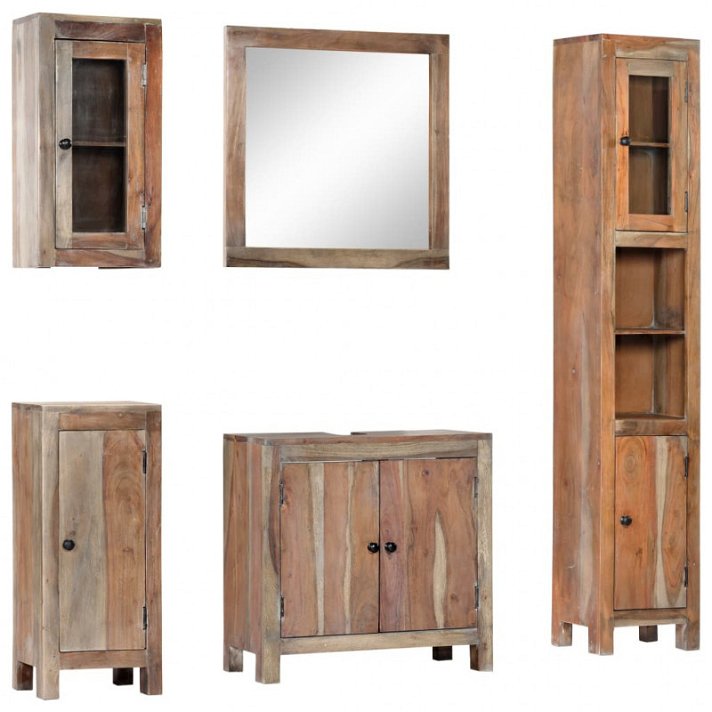 Set di mobili da bagno legno massello di acacia VidaXL