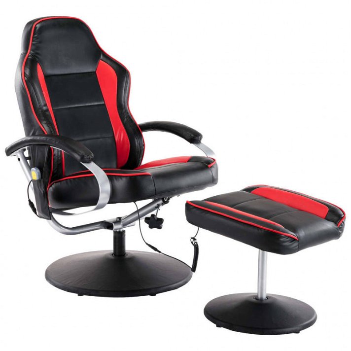 Cadeira de massagem com apoio de pés moderno couro preto Vida XL