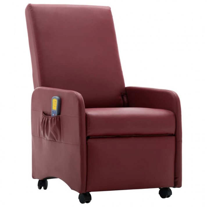 Poltrona de massagem reclinável couro sintético vermelho tinto Vida XL