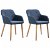 Set di sedie di tessuto con gambe di rovere blu Vida XL