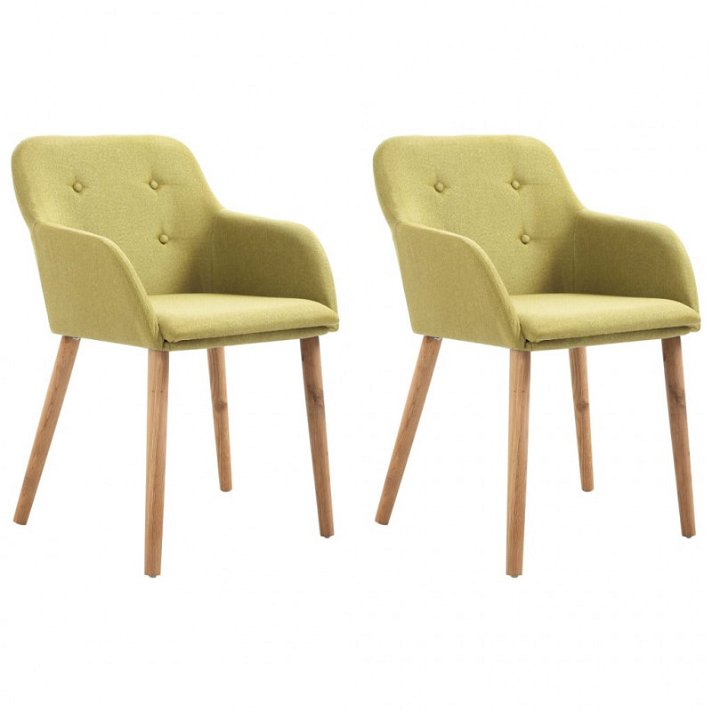 Set di sedie di tessuto con gambe di quercia verde Vida XL