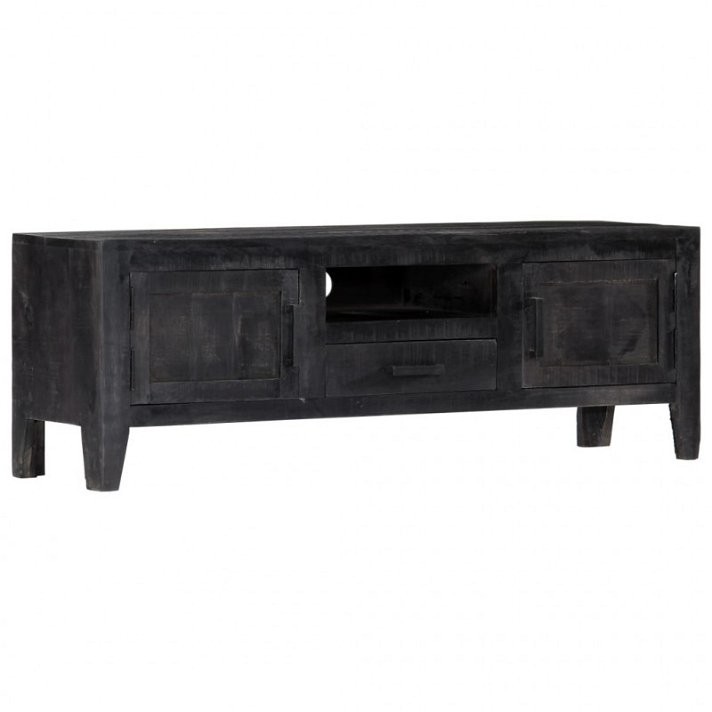 Mueble de tv 118x40x30 cm madera de mango acabado de barniz en color negro Vida XL