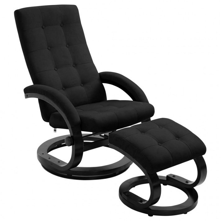 Poltrona reclinável com apoio para pés de couro sintético preto Vida XL
