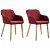 Set di sedie di tessuto con gambe di rovere rosso vino Vida XL