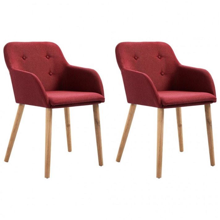 Conjunto de cadeiras de tecido com pernas de carvalho bordeaux Vida XL