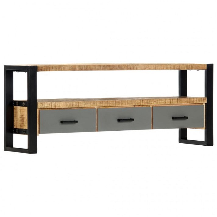 Mueble para TV de madera maciza de mango de 130 cm de ancho con espacio de almacenaje Vida XL