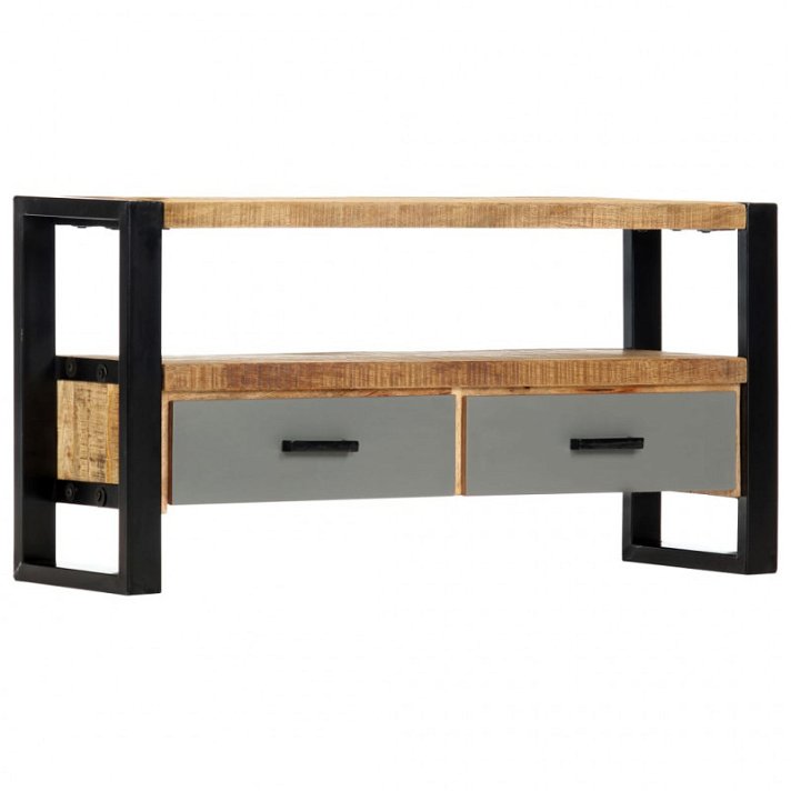 Mueble para TV de madera maciza de mango de 100 cm de ancho y patas de hierro Vida XL