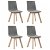 Set di quattro sedie da pranzo in legno compensato e faggio con tessuto grigio Vida XL