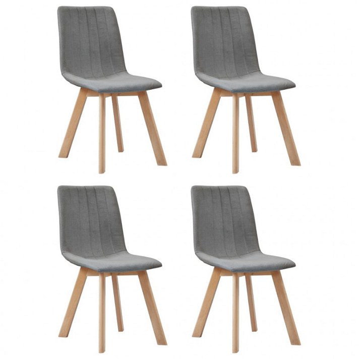 Set di quattro sedie da pranzo in legno compensato e faggio con tessuto grigio Vida XL