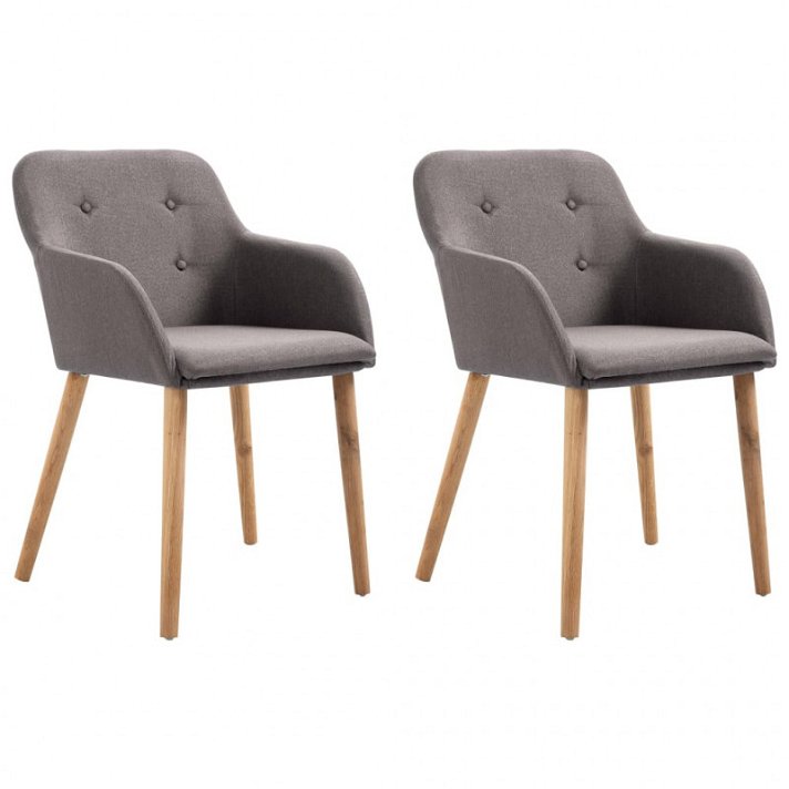 Conjunto de cadeiras de tecido com pernas de carvalho cinzento taupe Vida XL