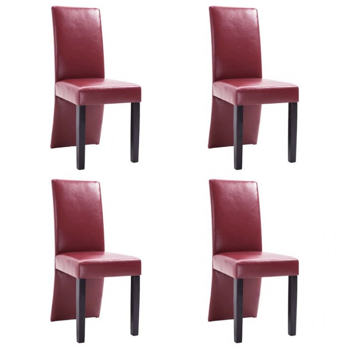 Set di sedie da sala da pranzo con gambe in legno e rivestimento in ecopelle rosso vino Vida XL