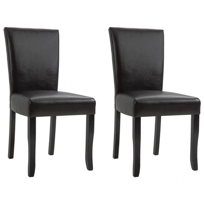 Set di sedie di pelle e gambe di legno marrone Vida XL