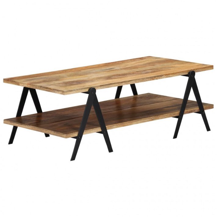Tavolino 115x40x60 cm in legno massiccio di mango e acciaio Vida XL