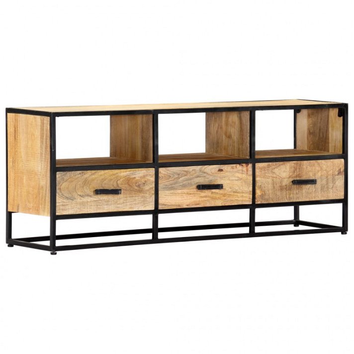 Mueble para TV de madera maciza de mango de 120 cm de ancho con espacio de almacenaje Vida XL