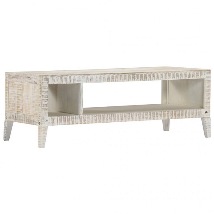 Tavolino in legno massiccio di mango 110x40x50 cm in finitura bianca Vida XL