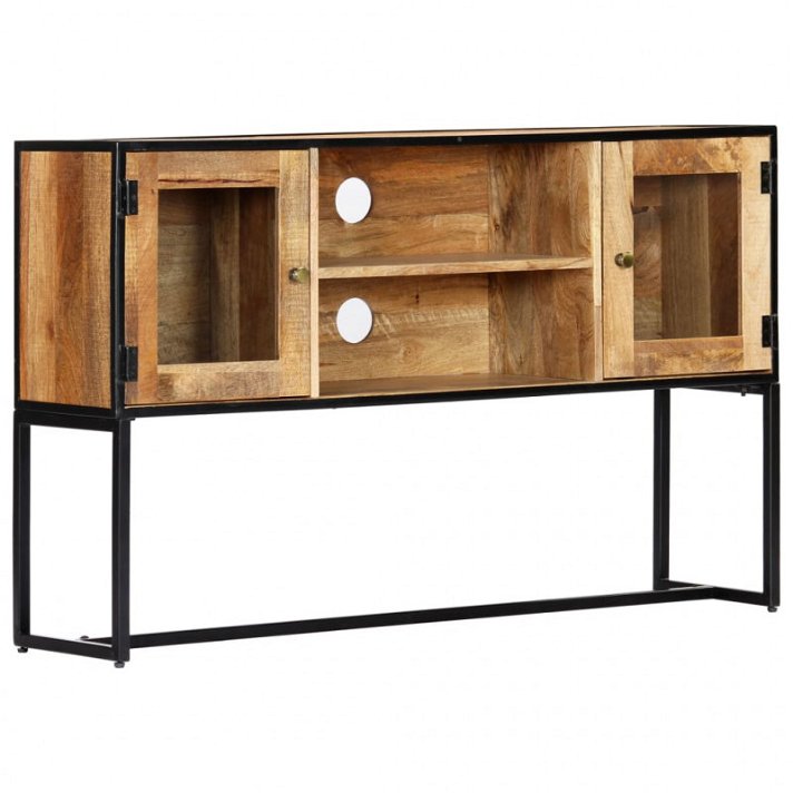 Mueble de televisión fabricado en madera reciclada y marco de acero 120 cm Vida XL