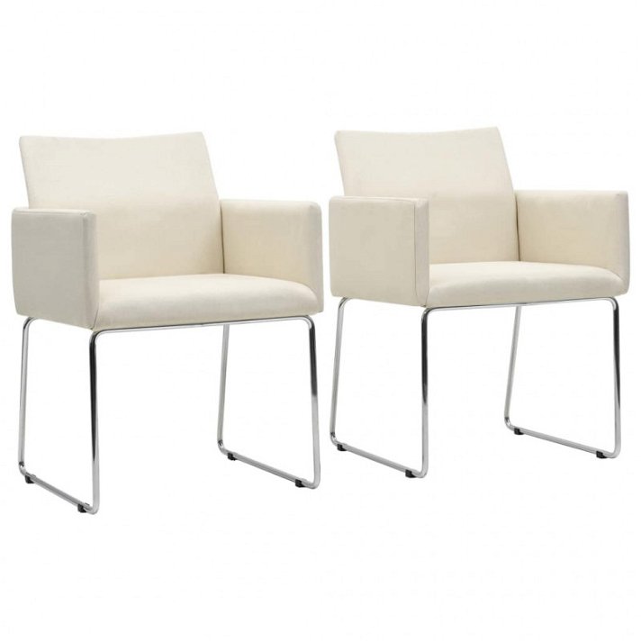 Set di sedie per sala da pranze realizzate in acciaio e tessuto di colore bianco Vida XL