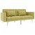 Canapé-lit composé d'une structure en bois, d'un revêtement en tissu vert et de pieds en métal Vida XL
