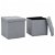 Pack de taburetes plegables de almacenamiento de 38x38 en lino sintético gris claro Vida XL