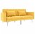 Sofá-cama reclinável com encosto de madeira e pernas de metal e almofadas amarelas Vida XL