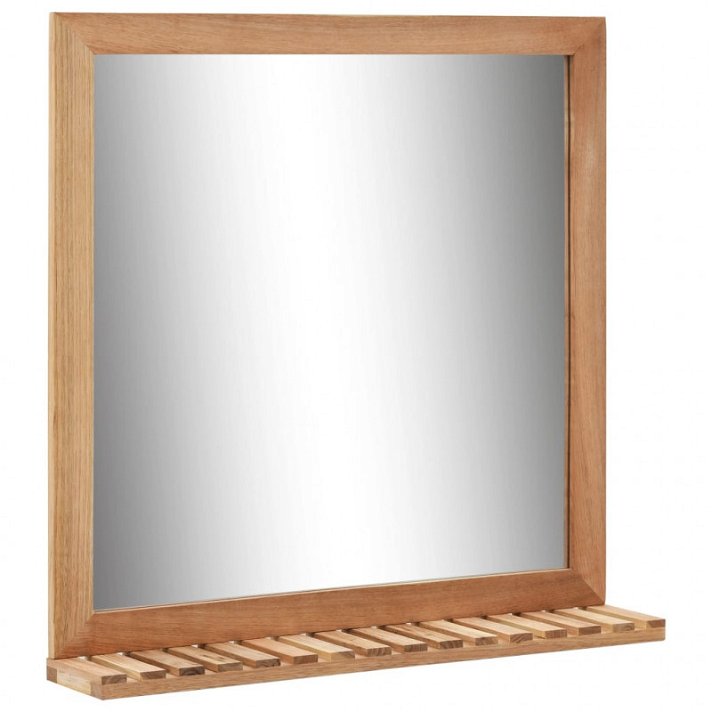 Espejo de madera de nogal con estante 60x62 cm natural VidaXL