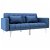 Sofá cama de respaldo reclinable de madera y patas de metal con cojines azul Vida XL