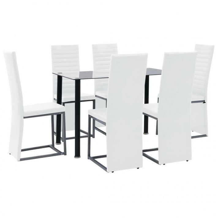 Conjunto de mesa e 6 cadeiras de aço e vidro temperado VidaXL