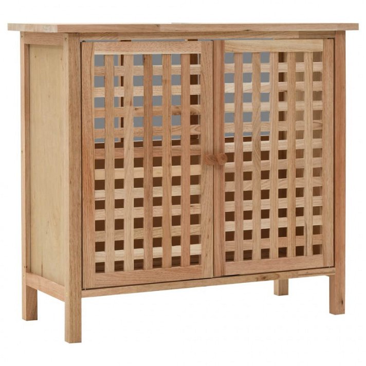 Mueble base de baño de madera maciza de nogal 66x61cm Vida XL