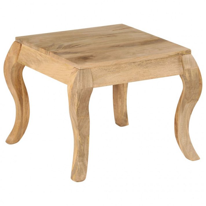 Tavolino ausiliario quadrato in legno massiccio di mango con gambe curve di 45x40x45 cm Vida XL