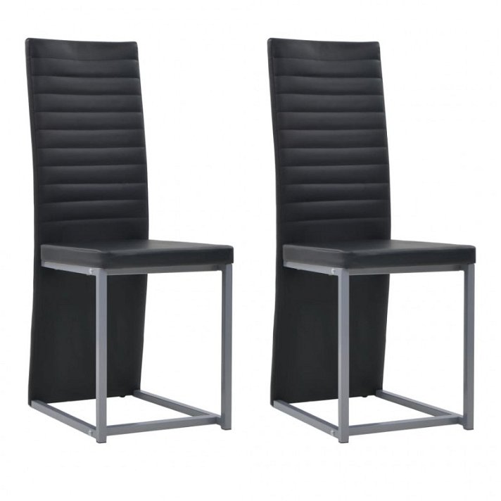 Cadeiras de sala de jantar 2 unidades de couro preto falso Vida XL