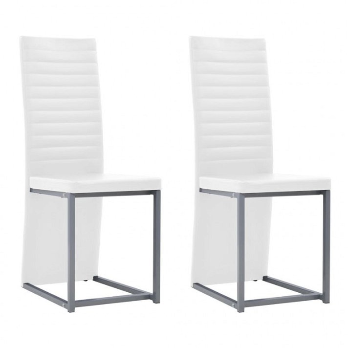 Cadeiras de sala de jantar 2 unidades de couro branco falso Vida XL