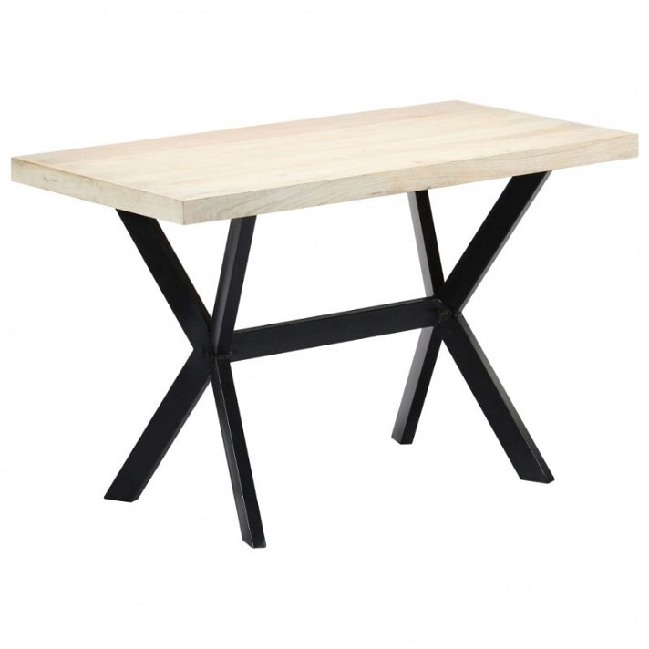 Tavolo da pranzo in legno di mango bianco e gambe in ferro con finitura nera Vida XL