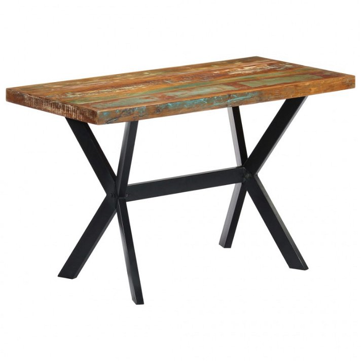 Mesa de jantar com estilo industrial de madeira reciclada e pernas de ferro Vida XL