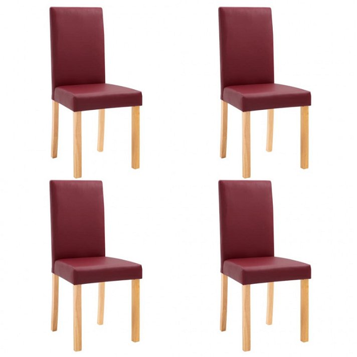 Set di sedie di pelle rosse con gambe di legno Vida XL